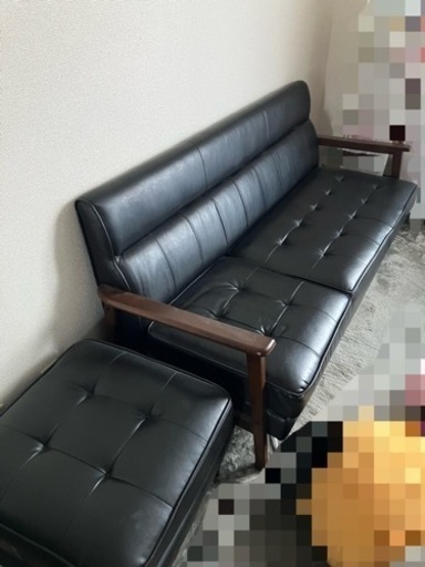 2.5人掛け本革ソファとスツールセット