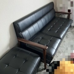 2.5人掛け本革ソファとスツールセット