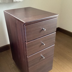 キャスター付木製3段チェスト キャビネット　サイドワゴンの画像