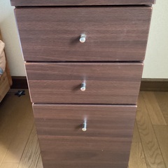 キャスター付木製3段チェスト キャビネット　サイドワゴンの画像