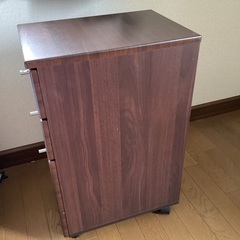 キャスター付木製3段チェスト キャビネット　サイドワゴンの画像