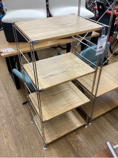 KI-20【新入荷　リサイクル品】無印良品　ステンレス　オーク材　ユニットシェルフ4段　ナチュラル