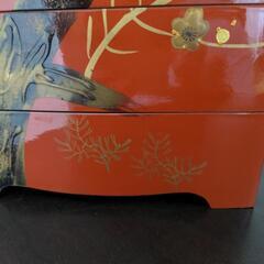 正月 おせち 三段重箱 梅の花 朱色 昭和レトロの画像