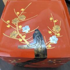 正月 おせち 三段重箱 梅の花 朱色 昭和レトロの画像