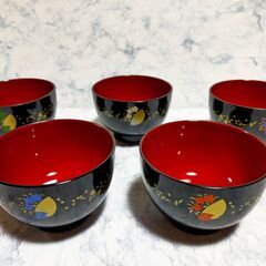 お椀　お箸　5客セット　雪月花の画像