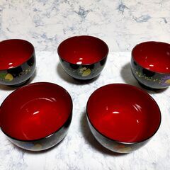 お椀　お箸　5客セット　雪月花の画像