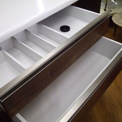 古賀家具 ミドルレンジボード オープンカウンターエイト 幅140㎝ 引出しソフトクロージング  キャビネット 食器棚 KOGA 天板 白エナメル 札幌 厚別店の画像