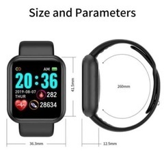 【お話中】スマートウォッチ 黒 健康管理 ウォーキング アラーム  時計の画像