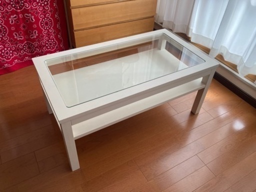 【終了】モモナチュラル　ローテーブル　BIT TABLE GLASS WH　ホワイト