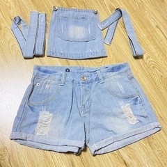 ⁑未使用⁑ オーバーオール 短パン ショーパン ジーンズ S