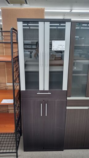 ★ジモティ割あり★  食器棚 ダークブラウン H180×D39×W58.7 クリーニング済み TJ1845