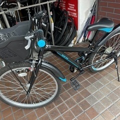 ★美品★24インチ　外装6段変速付き子供用自転車　かご付き　ブラック