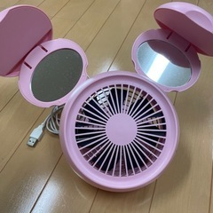 鏡付き 扇風機 ミッキー ピンク usb 式 卓上の画像