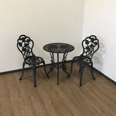 中古 vidaXL ビストロ 3点セット アルミ鋳物 グリーン ...