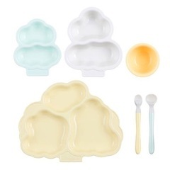 【ピジョン】 KIPPOI ベビー食器セット クリームイエロー＆ミントグリーンの画像