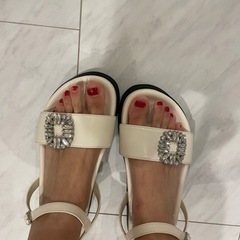 ビジューサンダル　アングルストラップ　美品