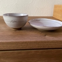 湯呑み　菓子皿　縁起の良い鶴の柄でそれぞれ5客づつ　新品の画像