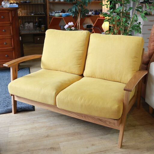 308)【美品】Bothy Chiffon Sofa 2P ボシー シフォンソファ 2人掛け ファブリック ホワイトオーク無垢材 参考価格113,300円