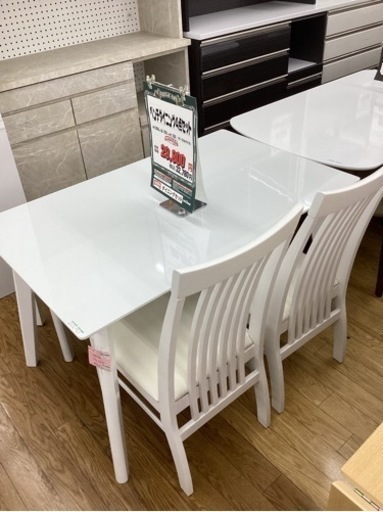 KI-22【新入荷　アウトレット】ベンチダイニング4点セット　白