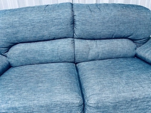 決まりました】ニトリ ショップ 3人掛け 布張り ソファ ターコイズ