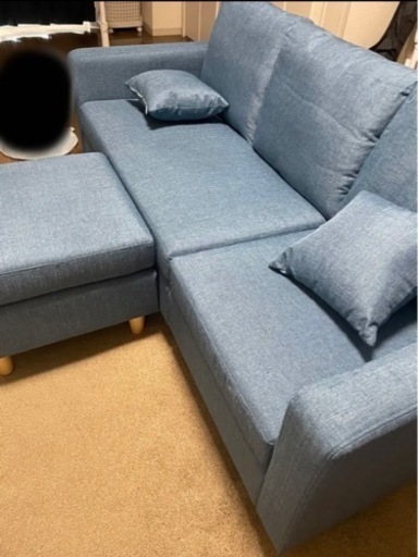 使用期間2ヶ月 カウチソファー 3人掛け ローソファー オットマン付き