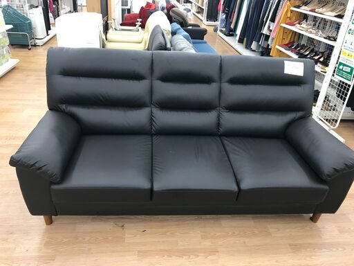 ★ジモティ割あり★ ヤマダオリジナル 3人掛けソファー ブラック H96×W201×D87 クリーニング済み KJ2779