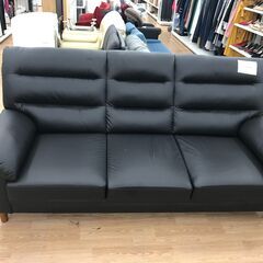 ★ジモティ割あり★ ヤマダオリジナル 3人掛けソファー ブラック H96×W201×D87 クリーニング済み KJ2779