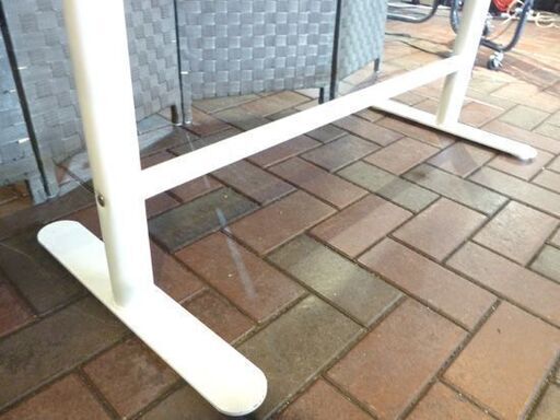 アズマ工芸 カウンターテーブル 幅120cm デスク ガラス天板 棚付き ホワイト カウンター テーブル 中古 札幌市東区 新道東店