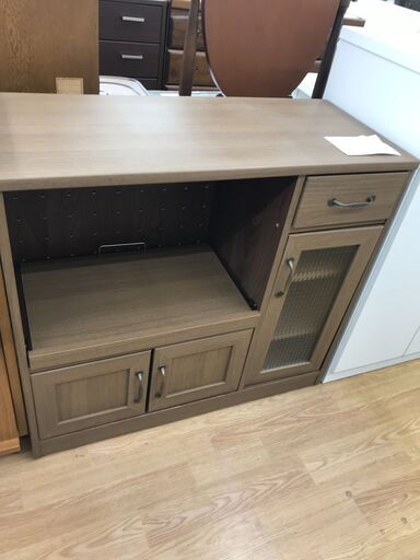 ★ジモティ割あり★  レンジ台 ブラウン H82×W90×D39 クリーニング済み KJ2787