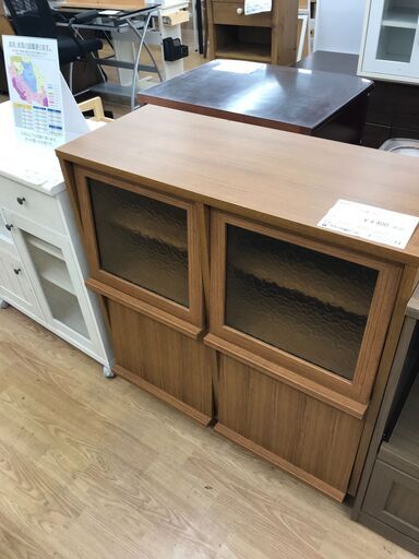 ★ジモティ割あり★  食器棚 ブラウン H91×W87×D35 クリーニング済み KJ2788