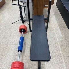 ベンチプレス　プレート100キロセット スタンド、ベンチ、プレート、シャフト ストレングスセット100K プレスベンチ + アイアンバーベル