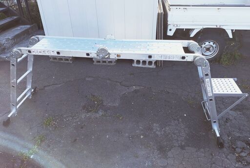多機能はしご 全長約345cm 足場台 洗車台 脚立 ハシゴ 耐荷重150kg 多目的 足場板 フットラダー付き 多目的 梯子 