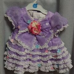 ドレス　リボン✕パープルフリル　80センチの画像