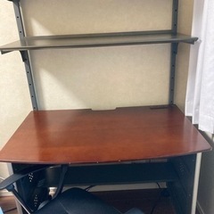 中古　机 ワークデスク　可動式　棚付きの画像
