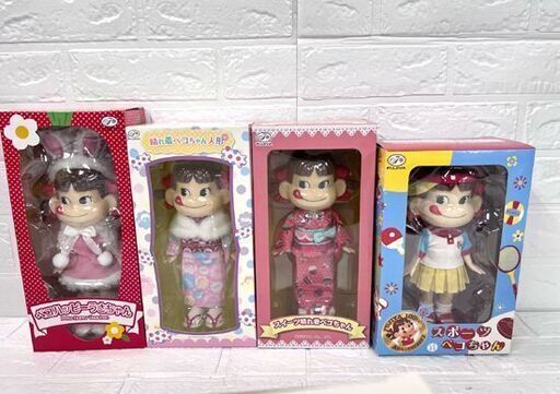 現状品 不二家 ペコちゃんグッズ ポコちゃん まとめ フィギュア 人形 菓子缶 小物入れ [難あり シミ・未開封有り 美品有り]  ☆