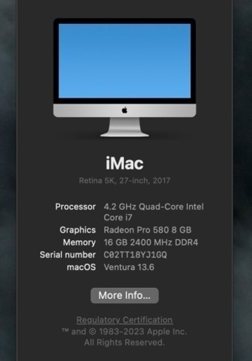 Mac iMac 5K Retina display 27in (2017)