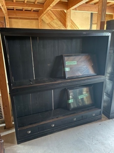 アンティーク　ガラス棚