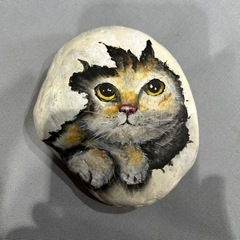 河原の石コロに絵を描きました。