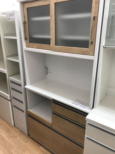 ★ジモティ割あり★  食器棚 ブラウン H180×W90×D40 クリーニング済み KJ2797