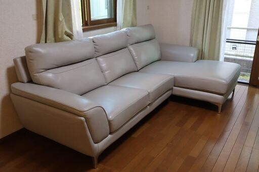 ！***超美品***！本革三人掛けカウチソファ