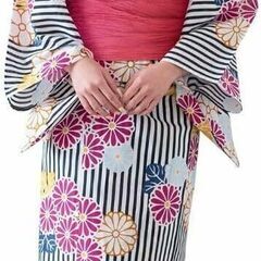 ☆KYOETSU キョウエツ 浴衣 菊ストライプ 兵児帯 チェリ...