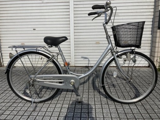 【24インチ自転車】ブリヂストン製　エコホーム　変速なし　リヤタイヤ、前カゴ新品❗️スペアキーあり　若林自転車　膳所店　SALE中❗️