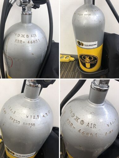 ▼【スキューバダイビング用品まとめ　タンク ボンベ　 シーツ　フィン　レギュレーター一式　中古】（NF230909）513-16W