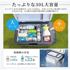 車載冷蔵庫 30L 大容量-20°C~10°C 温度調整可 車中泊 キャンプ アウトドア 釣り 運動会 レジャーの画像