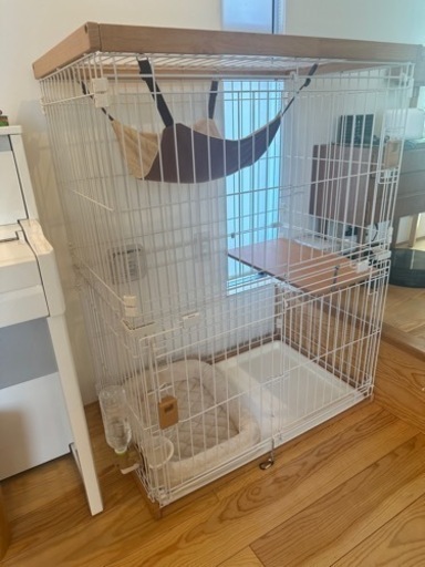 【お安くしました！】猫用ゲージ　Rochelle木製お掃除簡単キャットサークルS