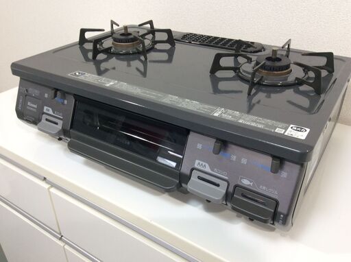 （9/10受渡済）JT7472【RINNAI/リンナイ ガスコンロ LPガス】美品 2017年製 RT64JH-R 家電 キッチン ガステーブル 右側強火 ホーロー