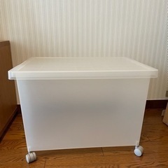 無印良品　ポリプロピレン収納ボックス・ワイド・深　ふた・キャスター付きの画像