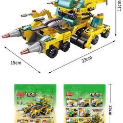 6 In 1 エンジニアリング車両モデル、子供の DIY ビルディングブロックおもちゃ、組み立てられたシティエンジニアリング、ミニトレーラーカー、袋入り 461 個、男の子への完璧なギフト の画像