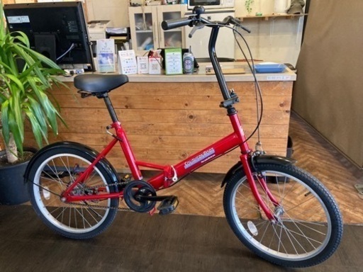 【チェーン新品！】20インチ折りたたみ自転車　レッド　名古屋プレミアム商品券×金鯱マネー参加店舗