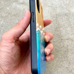 スマホケース iphone 13 ウッドケース レジンアート 海 竹 Aの画像